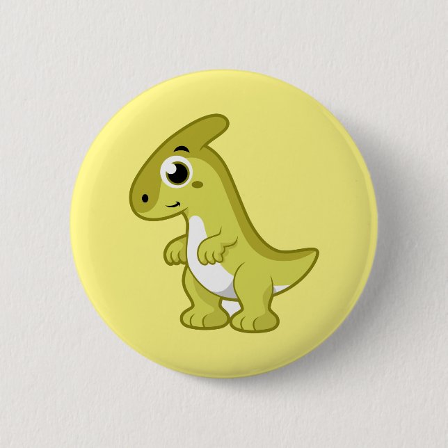 Cute Illustration Of A Parasaurolophus Dinosaur. 2 Inch Round Button (Front)