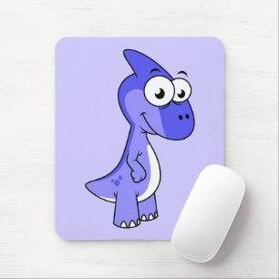 Cute Illustration Of A Parasaurolophus Dinosaur. 2 Mouse Pad