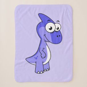 Cute Illustration Of A Parasaurolophus Dinosaur. 2 Sherpa Blanket