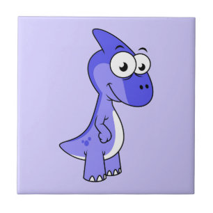 Cute Illustration Of A Parasaurolophus Dinosaur. 2 Tile