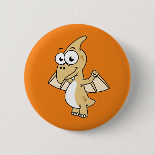 Cute Illustration Of A Pterodactyl. 2 Inch Round Button