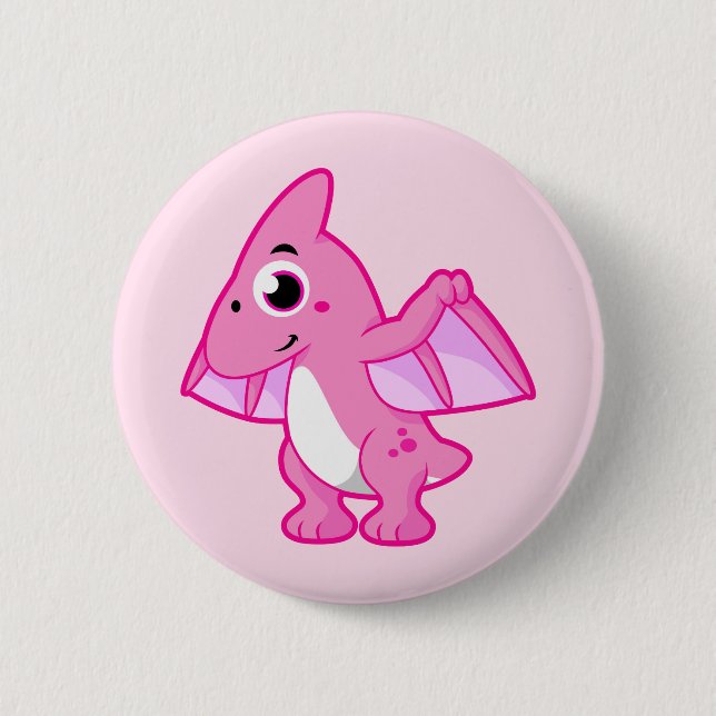 Cute Illustration Of A Pterodactyl. 2 Inch Round Button (Front)