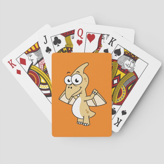Cute Illustration Of A Pterodactyl. 2 Playing Cards (Back)