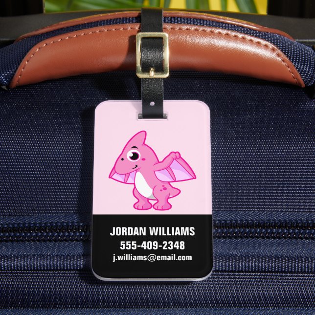 Cute Illustration Of A Pterodactyl. Luggage Tag (Front Insitu 2)