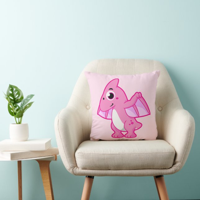 Cute Illustration Of A Pterodactyl. Throw Pillow (Chair)
