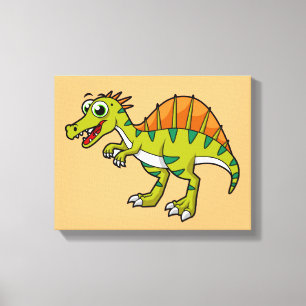 Cute Illustration Of A Smiling Spinosaurus. Canvas Print
