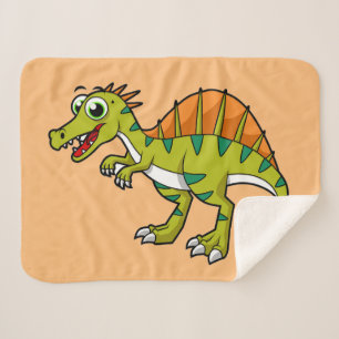 Cute Illustration Of A Smiling Spinosaurus. Sherpa Blanket