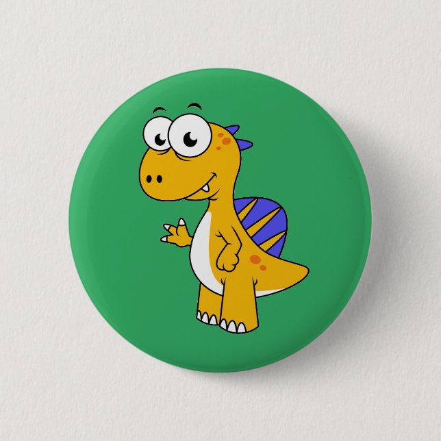 Cute Illustration Of A Spinosaurus. 2 Inch Round Button (Front)
