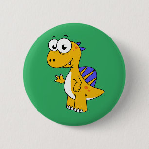 Cute Illustration Of A Spinosaurus. 2 Inch Round Button