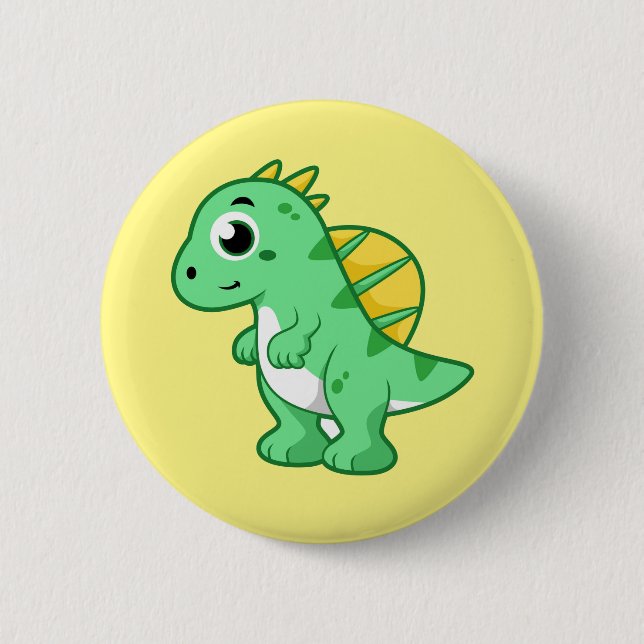 Cute Illustration Of A Spinosaurus. 2 Inch Round Button (Front)