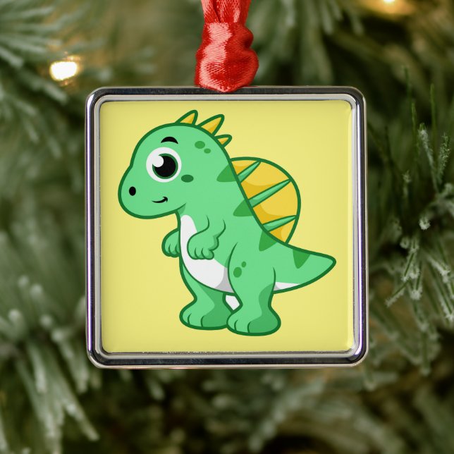 Cute Illustration Of A Spinosaurus. Metal Ornament (Tree)
