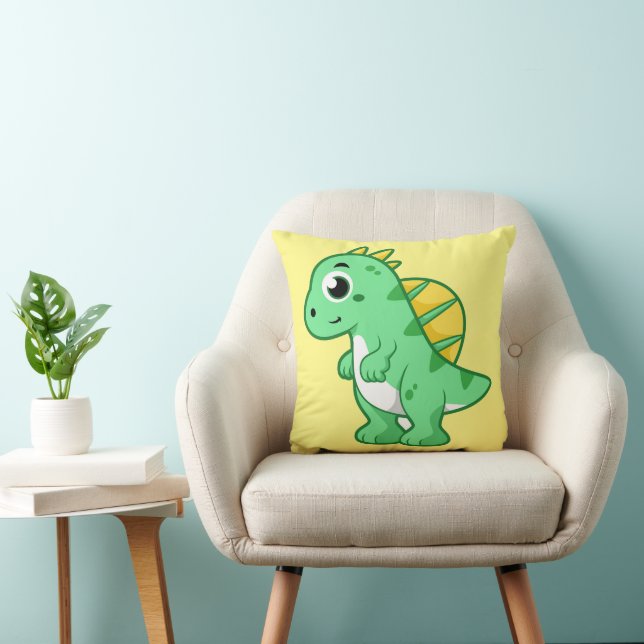 Cute Illustration Of A Spinosaurus. Throw Pillow (Chair)