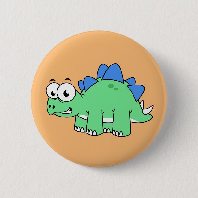 Cute Illustration Of A Stegosaurus. 2 2 Inch Round Button (Front)