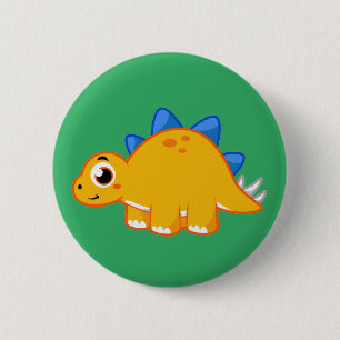 Cute Illustration Of A Stegosaurus. 2 Inch Round Button