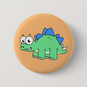 Cute Illustration Of A Stegosaurus. 2 Inch Round Button