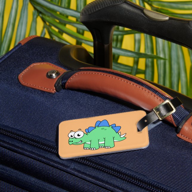 Cute Illustration Of A Stegosaurus. 2 Luggage Tag (Front Insitu 3)