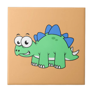 Cute Illustration Of A Stegosaurus. 2 Tile