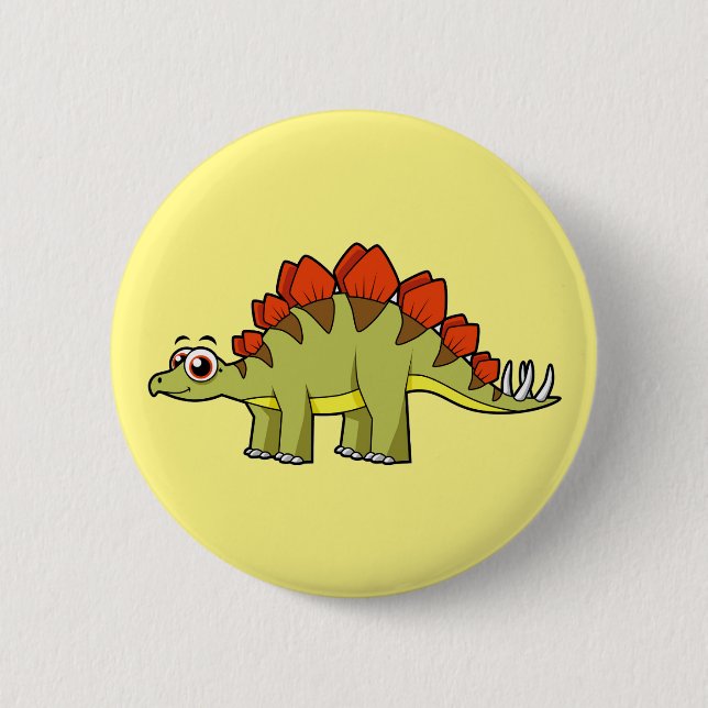 Cute Illustration Of A Stegosaurus Dinosaur. 2 Inch Round Button (Front)