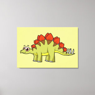 Cute Illustration Of A Stegosaurus Dinosaur. Canvas Print