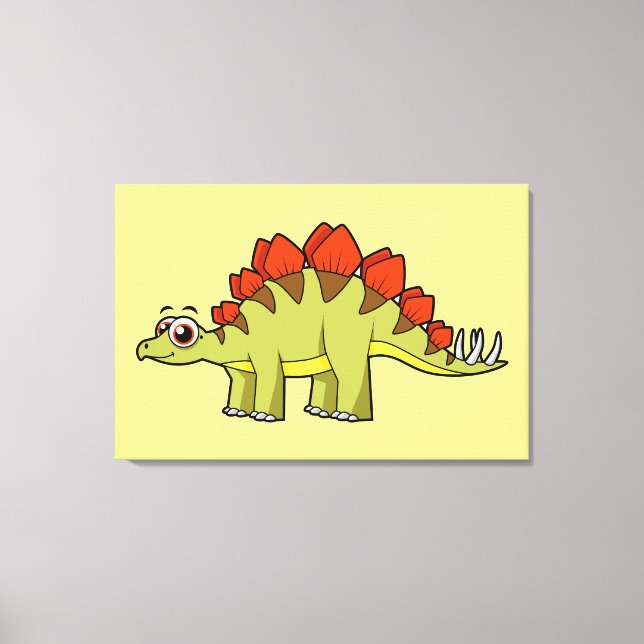 Cute Illustration Of A Stegosaurus Dinosaur. Canvas Print (Front)