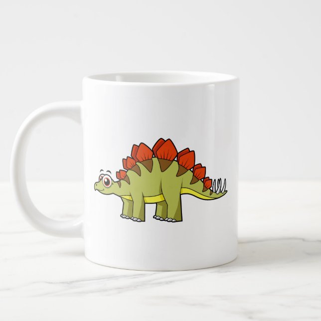 Cute Illustration Of A Stegosaurus Dinosaur. Large Coffee Mug (Left)