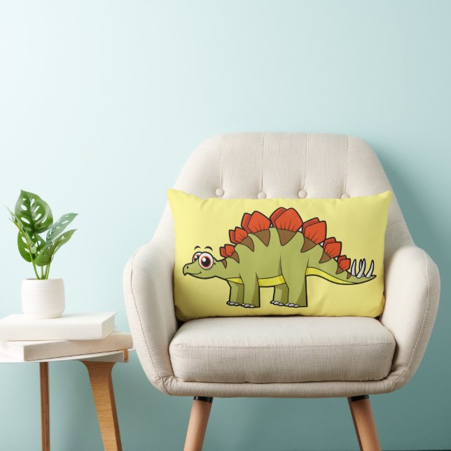 Cute Illustration Of A Stegosaurus Dinosaur. Lumbar Pillow (Chair)