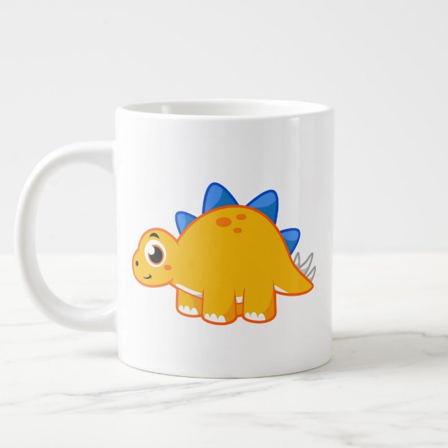 Cute Illustration Of A Stegosaurus. Large Coffee Mug (Left)