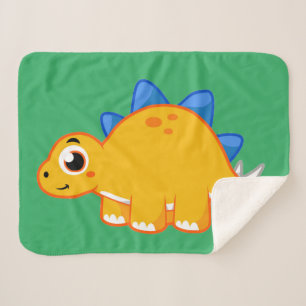 Cute Illustration Of A Stegosaurus. Sherpa Blanket