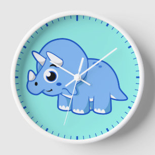 Cute Illustration Of A Triceratops Dinosaur. Clock