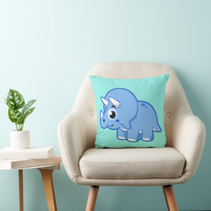 Cute Illustration Of A Triceratops Dinosaur. Throw Pillow