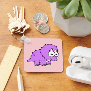 Cute Illustration Of A Triceratops. Keychain