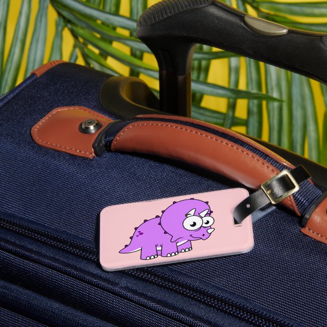 Cute Illustration Of A Triceratops. Luggage Tag (Front Insitu 3)