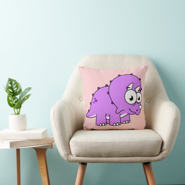Cute Illustration Of A Triceratops. Throw Pillow (Chair)