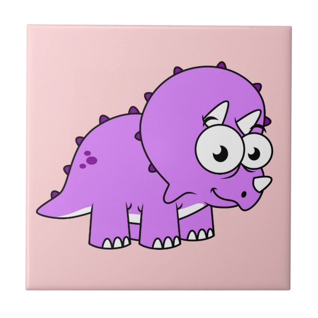 Cute Illustration Of A Triceratops. Tile (Front)