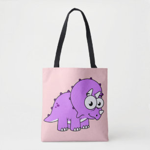 Cute Illustration Of A Triceratops. Tote Bag