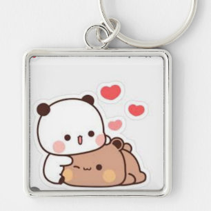 Cute Illustration of Bubu & Dudu with Hear Keychain