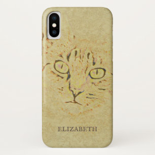 Cute Illustration of Sepia Cat Case-Mate iPhone Case
