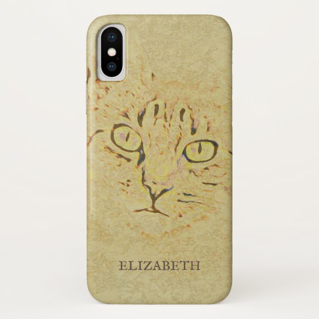Cute Illustration of Sepia Cat Case-Mate iPhone Case (Back)