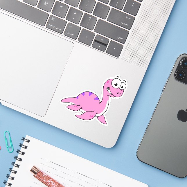 Cute Illustration Of The Loch Ness Monster. (Laptop w/ iPhone)