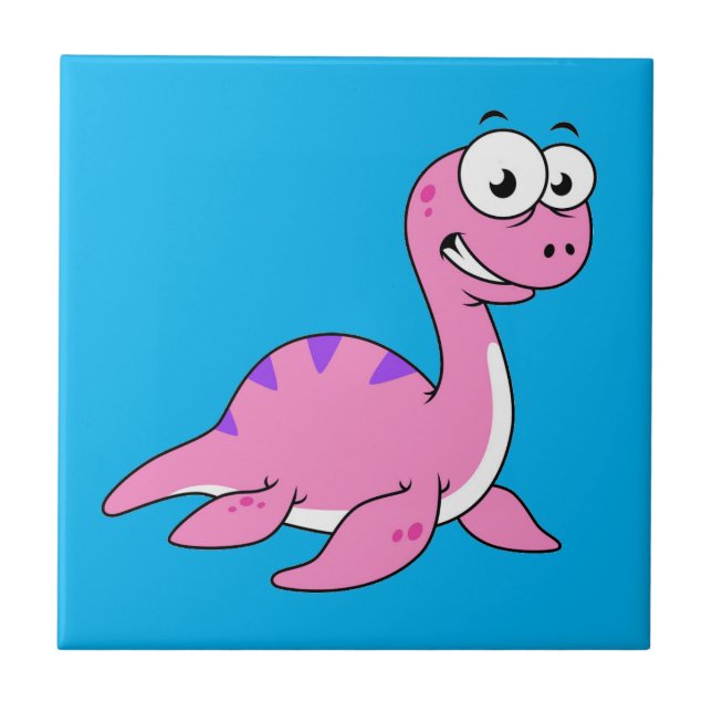 Cute Illustration Of The Loch Ness Monster. Tile (Front)