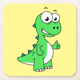 Cute Illustration Of Tyrannosaurus Rex. 2 Square Paper Coaster