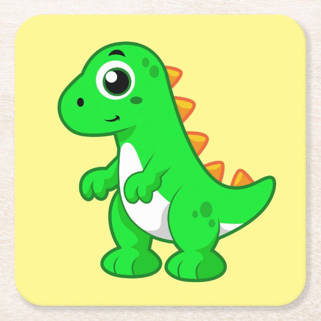 Cute Illustration Of Tyrannosaurus Rex. Square Paper Coaster (Front)