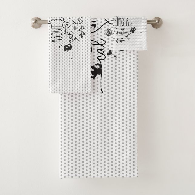 Cute I'm feline pretty good about being a cat mom Bath Towel Set (Insitu)