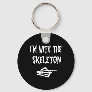 Cute I'm With Skeleton Halloween Couples Matching Keychain