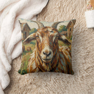 Cute Impastos Farm Animal Goat   Throw Pillow