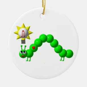Cute Inchworm with an idea! Ceramic Ornament