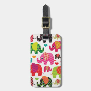 Cute india elephant festival pattern travel tag