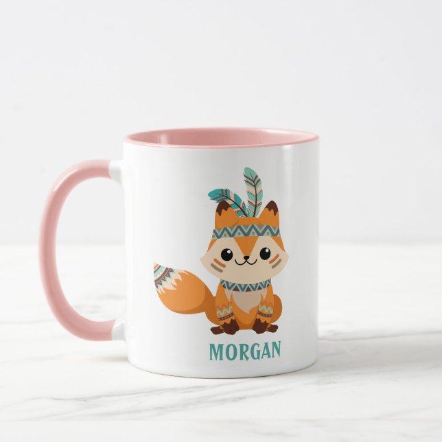 Cute Indian Fox, Personalize Name, Vs 2 Mug (Left)