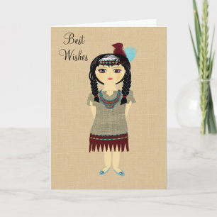 Cute Indian Girl Blank Greeting Card