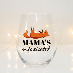 Cute Infoxicate Fox Mom Gift Who Loves Drinking Stemless Wine Glass